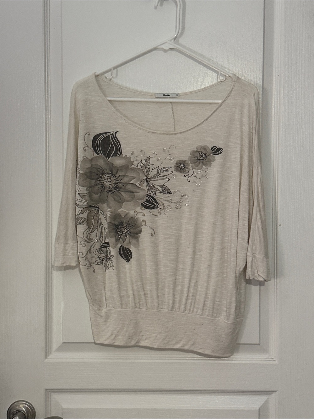 Papaya Cream Floral Scoop-Neck Tunic Top